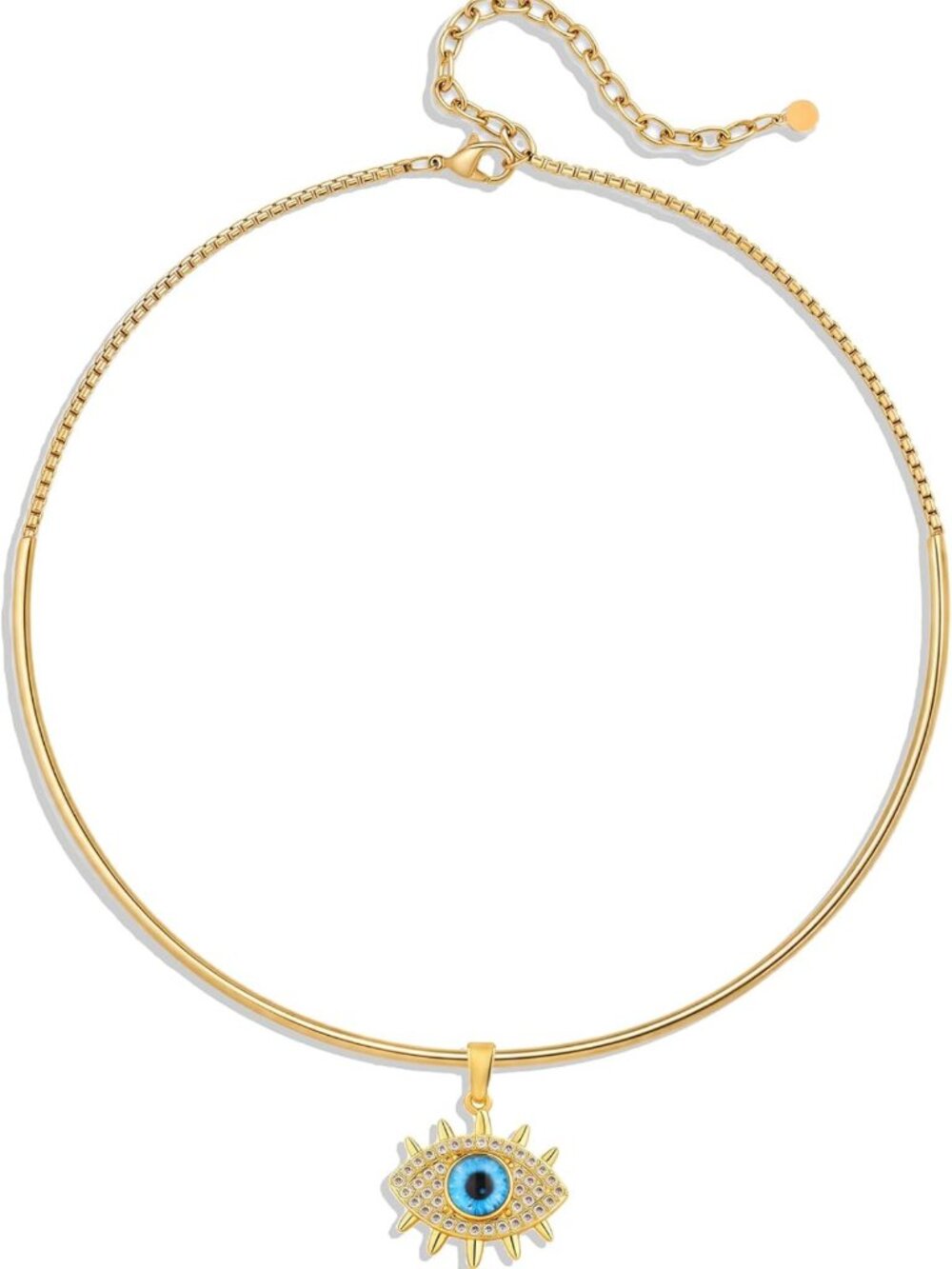 Dainty Gold Evil Eye Choker Necklace for Women, Adjustable Collar Chain Jewelry
